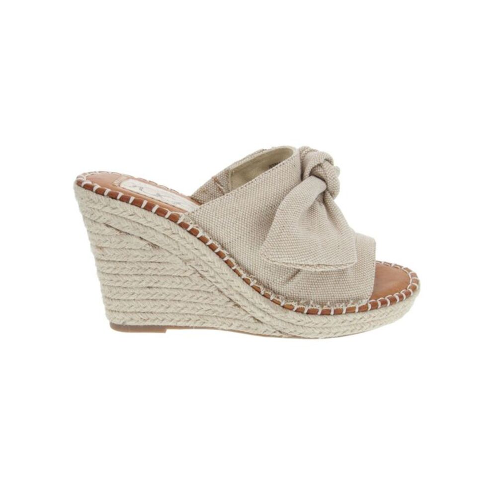 SUGAR Womens Beige Knot Hundreds Round Toe Wedge Slip On Espadrille Shoes 9 M